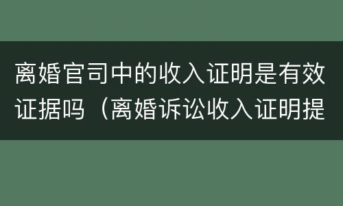 离婚官司中的收入证明是有效证据吗（离婚诉讼收入证明提供哪些）