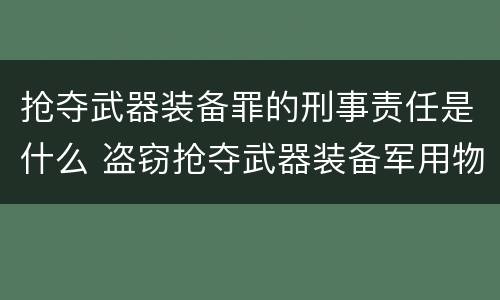 抢夺武器装备罪的刑事责任是什么 盗窃抢夺武器装备军用物资罪