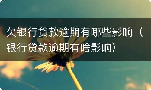 欠银行贷款逾期有哪些影响（银行贷款逾期有啥影响）