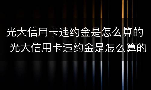 光大信用卡违约金是怎么算的 光大信用卡违约金是怎么算的啊