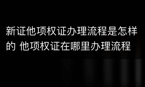 新证他项权证办理流程是怎样的 他项权证在哪里办理流程