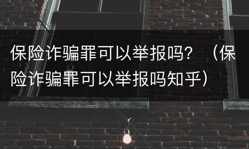 保险诈骗罪可以举报吗？（保险诈骗罪可以举报吗知乎）