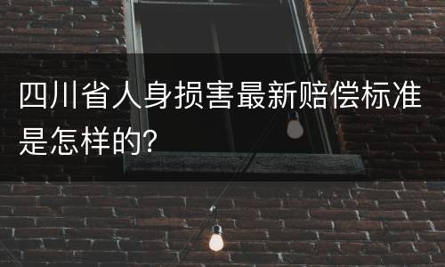 四川省人身损害最新赔偿标准是怎样的？