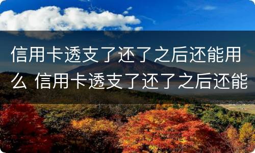 信用卡透支了还了之后还能用么 信用卡透支了还了之后还能用么吗
