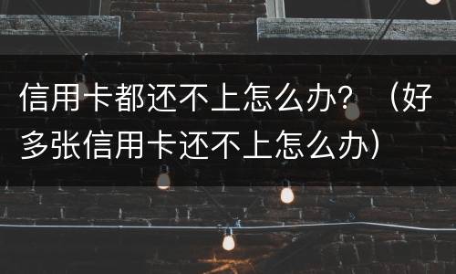 信用卡都还不上怎么办？（好多张信用卡还不上怎么办）