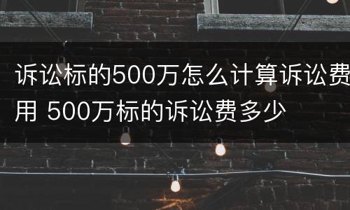 诉讼标的500万怎么计算诉讼费用 500万标的诉讼费多少