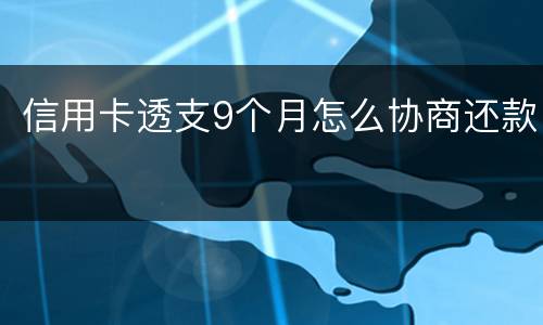 信用卡透支9个月怎么协商还款