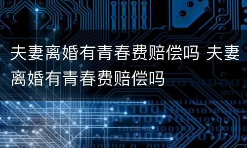 夫妻离婚有青春费赔偿吗 夫妻离婚有青春费赔偿吗