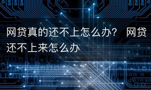 网贷真的还不上怎么办？ 网贷还不上来怎么办