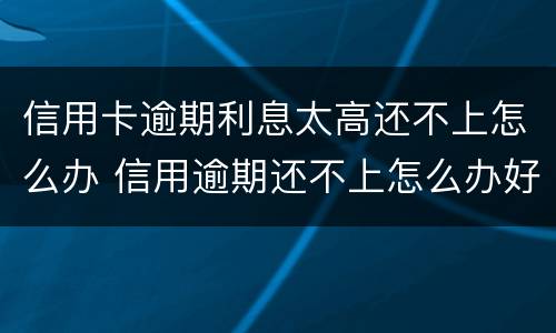 信用卡逾期利息太高还不上怎么办 信用逾期还不上怎么办好呢