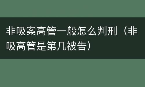 非吸案高管一般怎么判刑（非吸高管是第几被告）