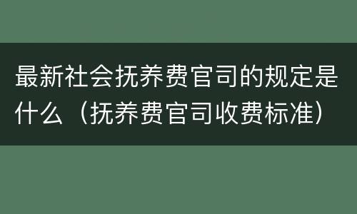 最新社会抚养费官司的规定是什么（抚养费官司收费标准）