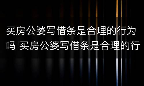 买房公婆写借条是合理的行为吗 买房公婆写借条是合理的行为吗怎么写