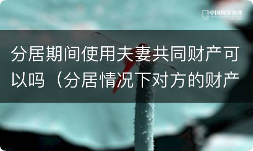 分居期间使用夫妻共同财产可以吗（分居情况下对方的财产可以干涉吗）