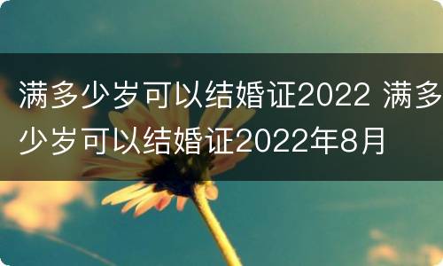 满多少岁可以结婚证2022 满多少岁可以结婚证2022年8月