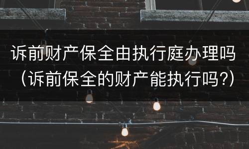 诉前财产保全由执行庭办理吗（诉前保全的财产能执行吗?）