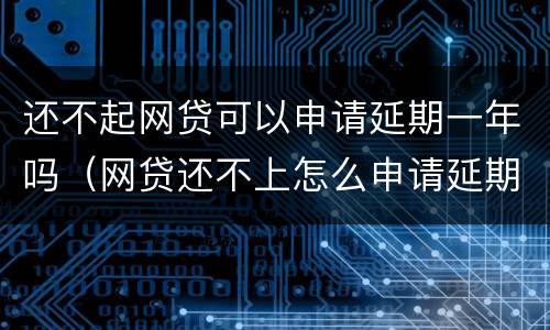 还不起网贷可以申请延期一年吗（网贷还不上怎么申请延期）