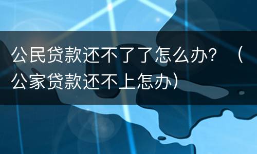 公民贷款还不了了怎么办？（公家贷款还不上怎办）