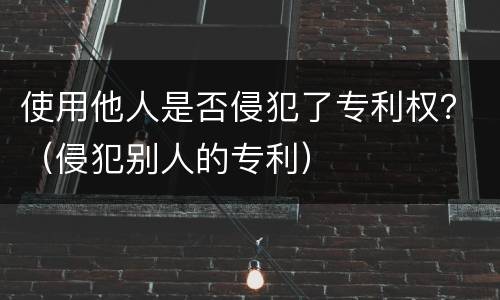 使用他人是否侵犯了专利权？（侵犯别人的专利）