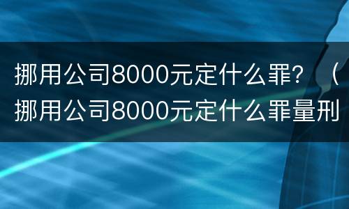 挪用公司8000元定什么罪？（挪用公司8000元定什么罪量刑）