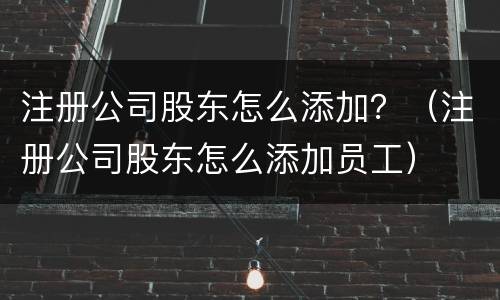 注册公司股东怎么添加？（注册公司股东怎么添加员工）