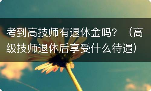 考到高技师有退休金吗？（高级技师退休后享受什么待遇）