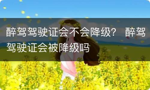 醉驾驾驶证会不会降级？ 醉驾驾驶证会被降级吗