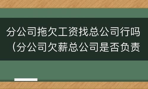 分公司拖欠工资找总公司行吗（分公司欠薪总公司是否负责）