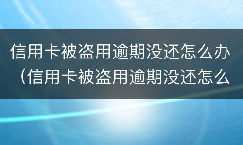 信用卡被盗用逾期没还怎么办（信用卡被盗用逾期没还怎么办理）
