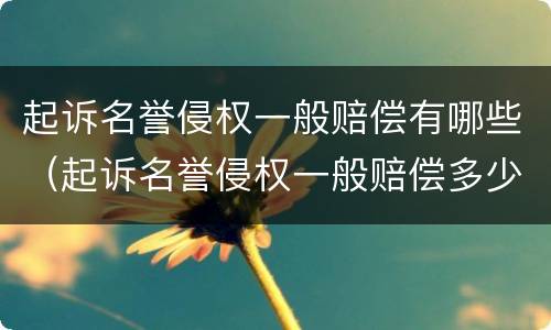 起诉名誉侵权一般赔偿有哪些（起诉名誉侵权一般赔偿多少）