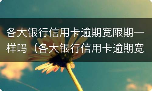 各大银行信用卡逾期宽限期一样吗（各大银行信用卡逾期宽限期一样吗）
