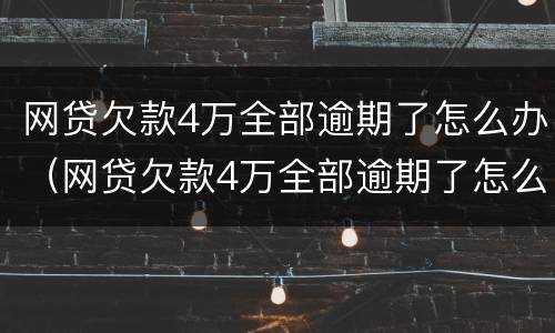 网贷欠款4万全部逾期了怎么办（网贷欠款4万全部逾期了怎么办呢）