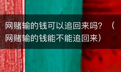 网赌输的钱可以追回来吗？（网赌输的钱能不能追回来）