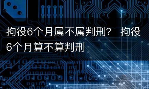 拘役6个月属不属判刑？ 拘役6个月算不算判刑