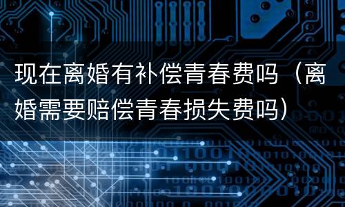 现在离婚有补偿青春费吗（离婚需要赔偿青春损失费吗）