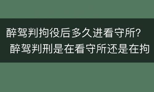 醉驾判拘役后多久进看守所？ 醉驾判刑是在看守所还是在拘留所