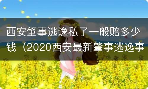 西安肇事逃逸私了一般赔多少钱（2020西安最新肇事逃逸事件）