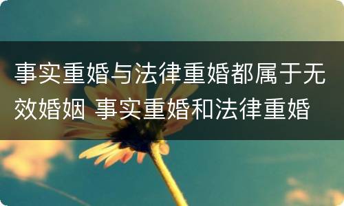 事实重婚与法律重婚都属于无效婚姻 事实重婚和法律重婚