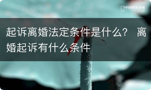起诉离婚法定条件是什么？ 离婚起诉有什么条件