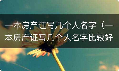 一本房产证写几个人名字（一本房产证写几个人名字比较好）