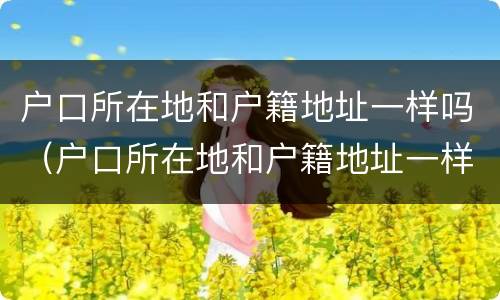 户口所在地和户籍地址一样吗（户口所在地和户籍地址一样吗）