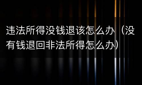 违法所得没钱退该怎么办（没有钱退回非法所得怎么办）