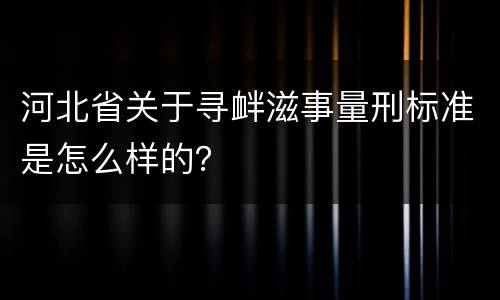 河北省关于寻衅滋事量刑标准是怎么样的？