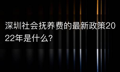 深圳社会抚养费的最新政策2022年是什么？