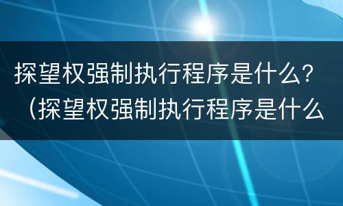 探望权强制执行程序是什么？（探望权强制执行程序是什么意思）