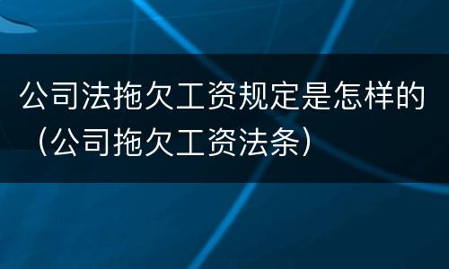 公司法拖欠工资规定是怎样的（公司拖欠工资法条）