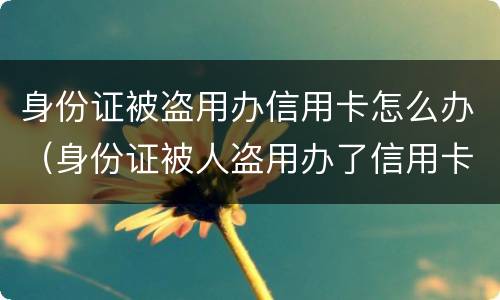 身份证被盗用办信用卡怎么办（身份证被人盗用办了信用卡怎么办）