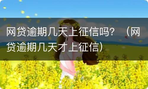 网贷逾期几天上征信吗？（网贷逾期几天才上征信）