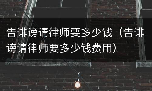 告诽谤请律师要多少钱（告诽谤请律师要多少钱费用）