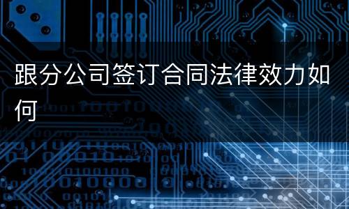 跟分公司签订合同法律效力如何